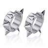 Hip Hop style small round earrings - with rivets - black / silver - unisexEarrings
