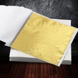 Folha de ouro brilhante - papel em folha - para dourar móveis / paredes / artesanato / decoração - 9 * 9 cm - 100 folhas