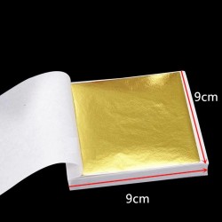 Folha de ouro brilhante - papel em folha - para dourar móveis / paredes / artesanato / decoração - 9 * 9 cm - 100 folhas