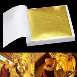 Folha de ouro brilhante - papel em folha - para dourar móveis / paredes / artesanato / decoração - 9 * 9 cm - 100 folhas