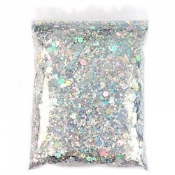 Nail art glitter - mixed hexagon shape / sequins / flakes / slices - 50g