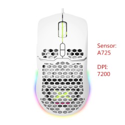 Delux M700A - wired gaming mouse - RGB - 7200DPI - lightweight - ergonomic - honeycomb shell