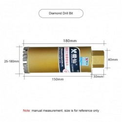 Diamond core drill bit - M22 interface - saw cutter reinforced concrete / marble / dry / wet water drilling - M22 - 25 - 180mm