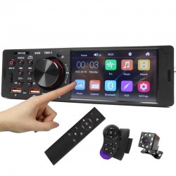 Auto-rádio Bluetooth - 4.1" - 1 DIN - TF - USB - ISO - Leitor MP5 - ecrã táctil - carregador rápido