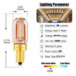 Vintage LED bulb - Edison tube - T22 - 2200K - E12 / E14 - 1W - dimmable - amber glass - 5 pieces