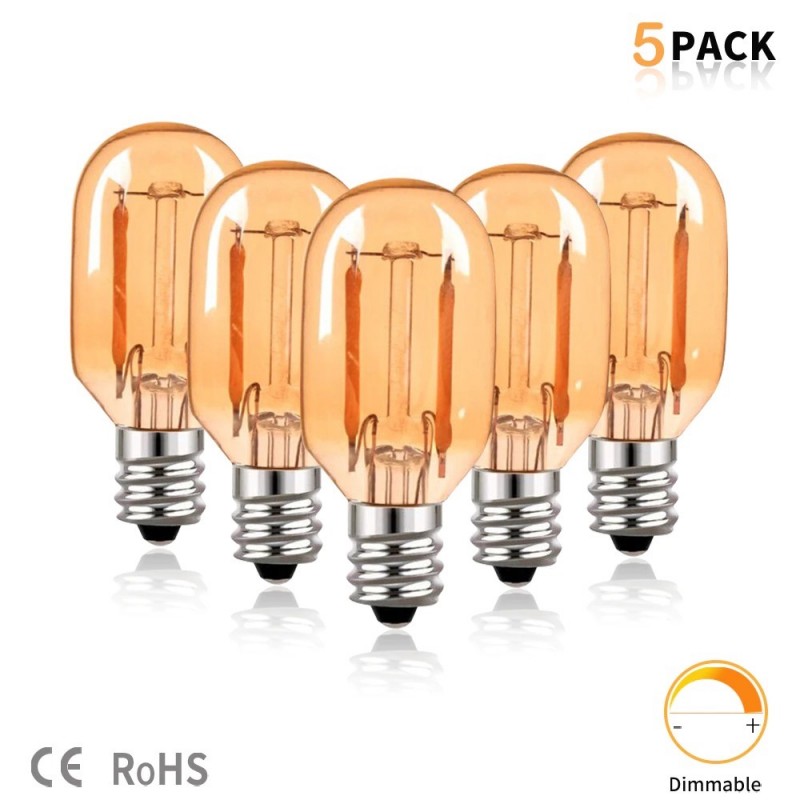 Vintage LED bulb - Edison tube - T22 - 2200K - E12 / E14 - 1W - dimmable - amber glass - 5 pieces