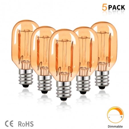 Vintage LED bulb - Edison tube - T22 - 2200K - E12 / E14 - 1W - dimmable - amber glass - 5 pieces