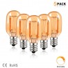 Vintage LED bulb - Edison tube - T22 - 2200K - E12 / E14 - 1W - dimmable - amber glass - 5 pieces