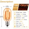 Vintage LED bulb - Edison tube - T22 - 2200K - E12 / E14 - 1W - dimmable - amber glass - 5 pieces