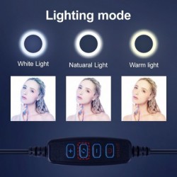 Anel de selfie LED - lâmpada de luz de preenchimento - com tripé - para maquiagem / vídeo / fotos - regulável