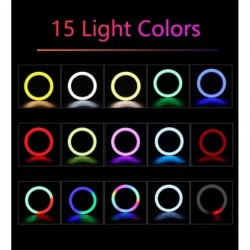 Selfie LED ring - RGB - dimmable fill light - with tripod - for photography / makeup / video