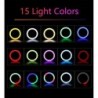 Selfie LED ring - RGB - dimmable fill light - with tripod - for photography / makeup / video