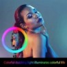 Selfie LED ring - RGB - dimmable fill light - with tripod - for photography / makeup / video