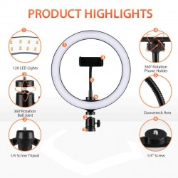 Anel de selfie LED - lâmpada de luz de preenchimento - com tripé - para maquiagem / vídeo / fotos - regulável