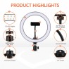 Anel de selfie LED - lâmpada de luz de preenchimento - com tripé - para maquiagem / vídeo / fotos - regulável
