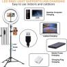 Anel de selfie LED - lâmpada de luz de preenchimento - com tripé - para maquiagem / vídeo / fotos - regulável