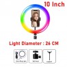 Selfie LED ring - RGB - dimmable fill light - with tripod - for photography / makeup / video