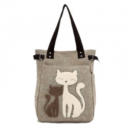 Classic canvas bag with printed cat