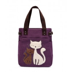 Classic canvas bag with printed cat