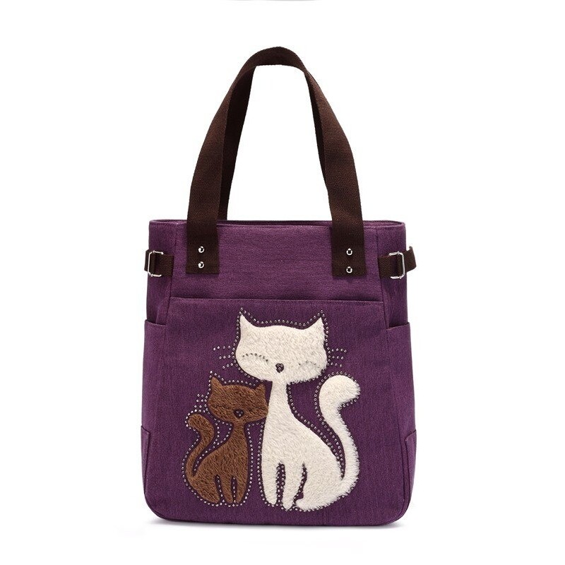 Classic canvas bag with printed cat