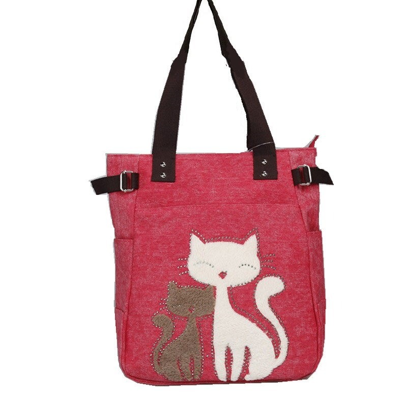Classic canvas bag with printed cat