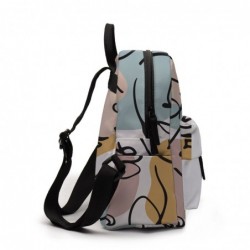 Trendy mini backpack - abstract line face printed
