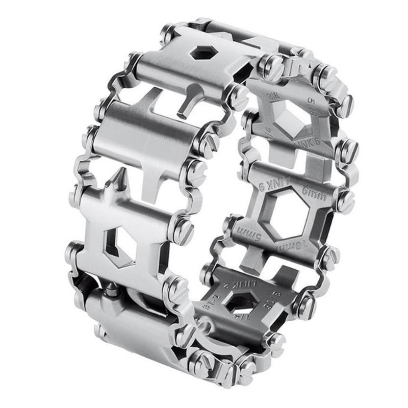 29 in 1 multi tool - stainless steel bracelet - screwdriver / bottle opener / allen wrench