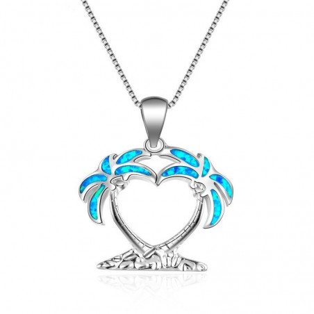 Coconut tree pendant - with blue opal - necklaceNecklaces