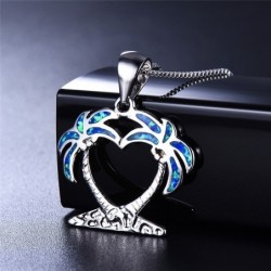 Coconut tree pendant - with blue opal - necklaceNecklaces