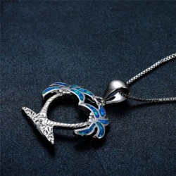 Coconut tree pendant - with blue opal - necklaceNecklaces