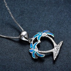 Coconut tree pendant - with blue opal - necklaceNecklaces