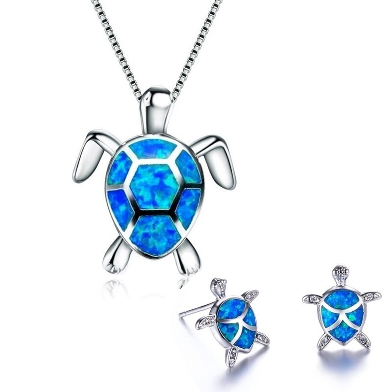 Elegant necklace / earrings with sea turtle - jewellery setJewellery Sets