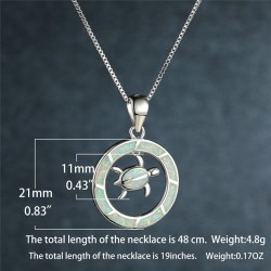 Round opal pendant with turtle - elegant necklaceNecklaces