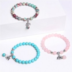 Fashionable bracelet with elephant - natural stone - chalcedony / turquoise / shoushan stone / malachite / quartz