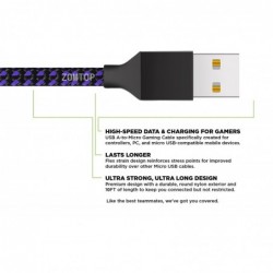 Fast charging cable - data / sync - micro USB / Type-C / ISO - for PS4 / Xbox One Controller - 3m