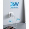 36W - 2-port PIQ 3.0 - type-C - wall charger - with foldable plug