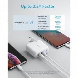 36W - 2-port PIQ 3.0 - type-C - wall charger - with foldable plug