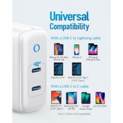 36W - 2-port PIQ 3.0 - type-C - wall charger - with foldable plug