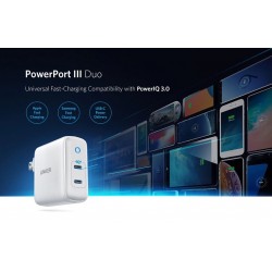 36W - 2-port PIQ 3.0 - type-C - wall charger - with foldable plug
