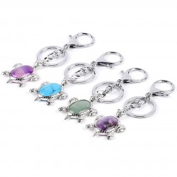 Keychain with turtle - natural crystal stone