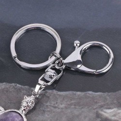 Keychain with turtle - natural crystal stone
