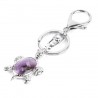Keychain with turtle - natural crystal stone
