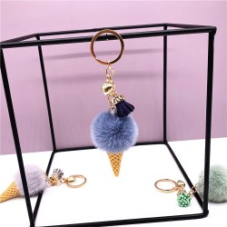 Metal keychain - with a fluffy ice cream pendantKeyrings