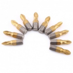 Magnetic screwdriver bits - titanium coated - non-slip - 1/4 inch hex shank - 25mm - 10 pieces