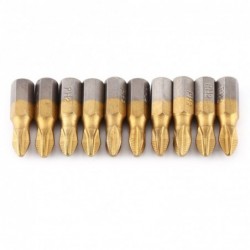 Magnetic screwdriver bits - titanium coated - non-slip - 1/4 inch hex shank - 25mm - 10 pieces