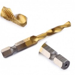 Drill bits - hex shank - titanium plated - HSS screw thread tap - M3 / M4 / M5 / M6 / M8 / M10 - 6 pieces