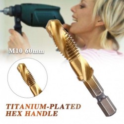 Drill bits - hex shank - titanium plated - HSS screw thread tap - M3 / M4 / M5 / M6 / M8 / M10 - 6 pieces
