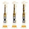 Drill bits - hex shank - titanium plated - HSS screw thread tap - M3 / M4 / M5 / M6 / M8 / M10 - 6 pieces