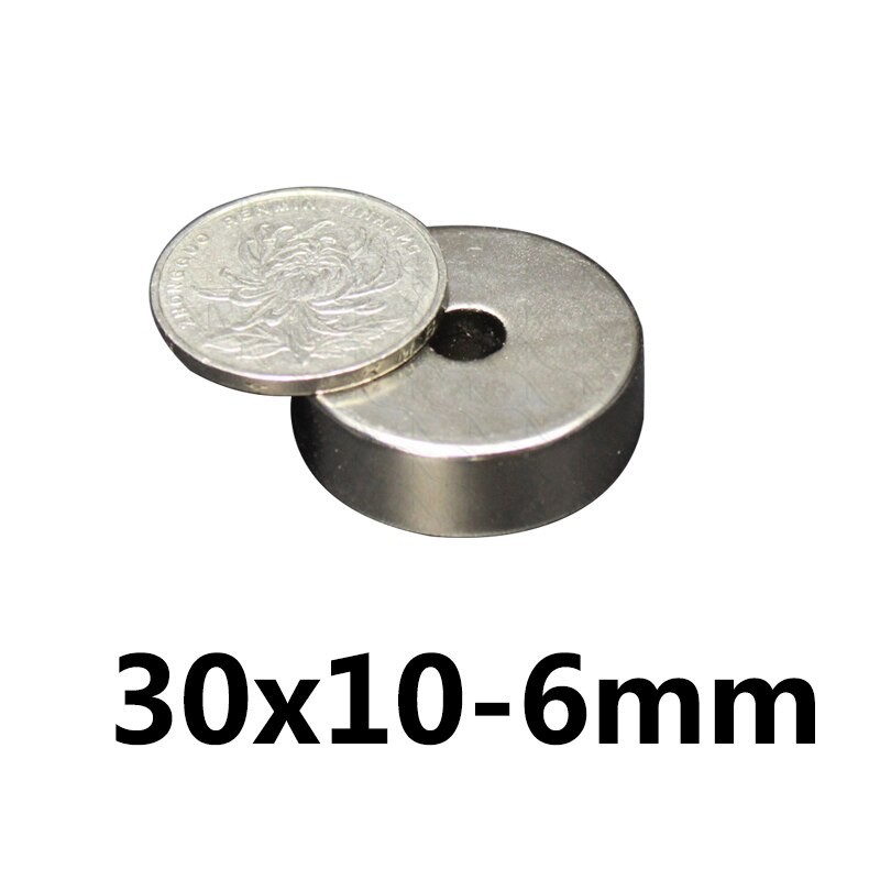 N35 - neodymium magnet - strong round countersunk - with 6mm hole - 30mm * 10mm