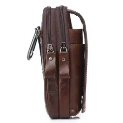 Vintage small shoulder bag - waist pack - genuine leather - flap design